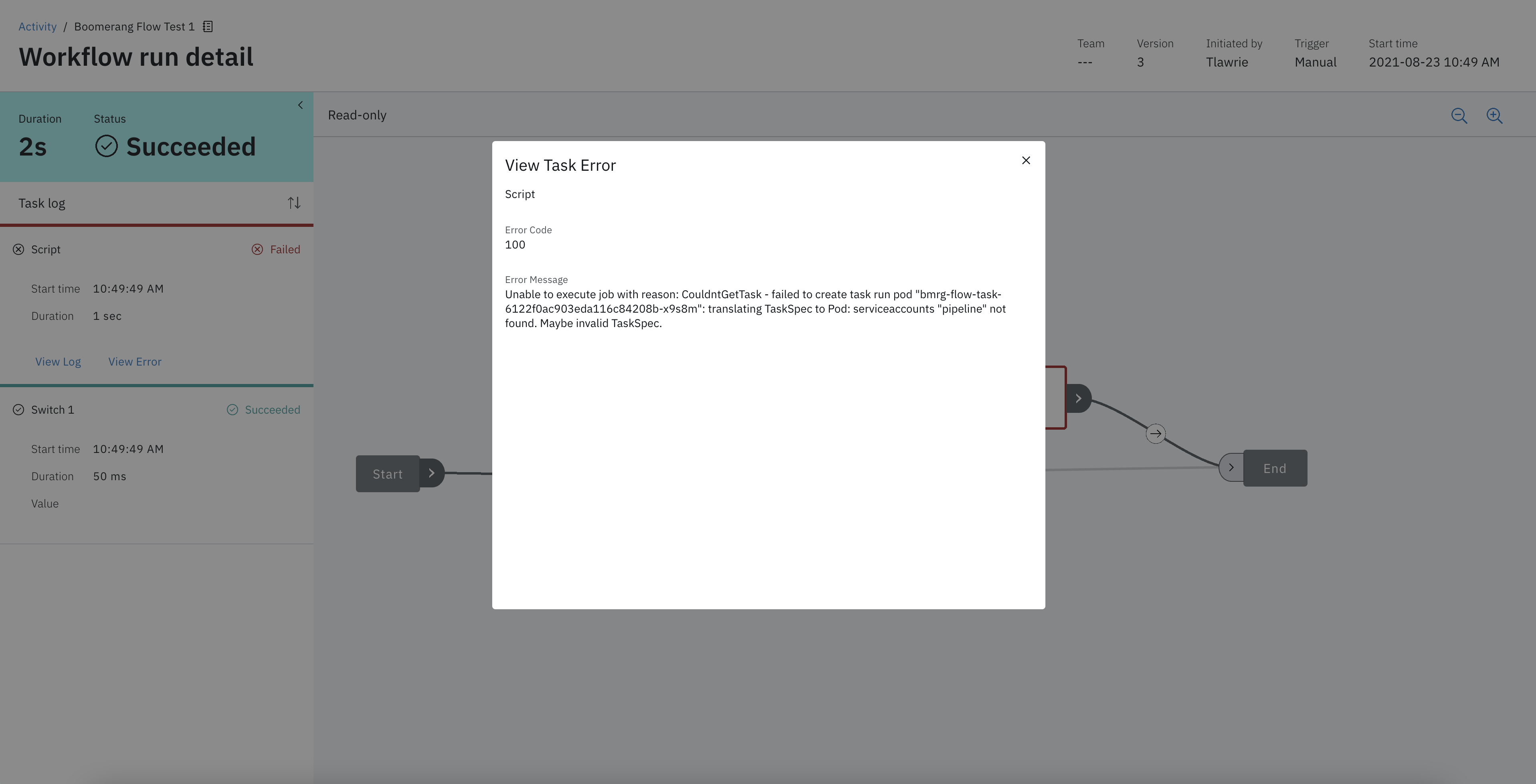 ServiceAccount Error